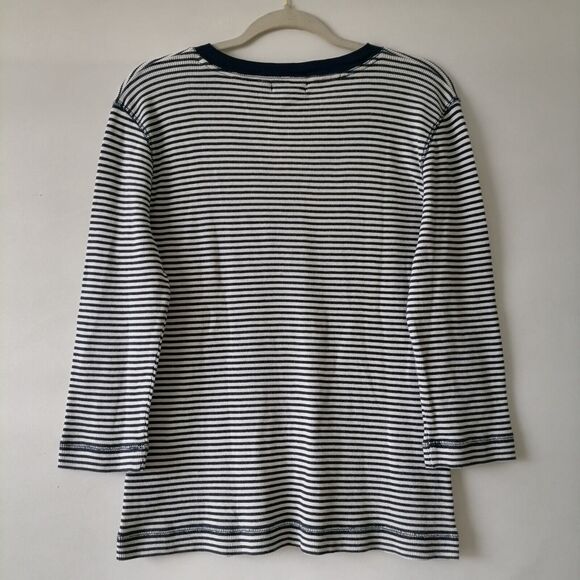 Lauren Ralph Lauren Womens Blue White Striped Eyelets Placket Blouse Top Sz XL - Picture 4 of 7